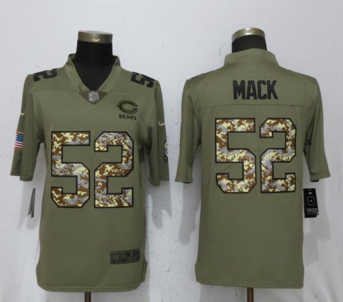 2018 Men New Nike Chicago Bears #52 Mack OliveCamo Carson Salute to Service Limited Jersey->chicago bears->NFL Jersey
